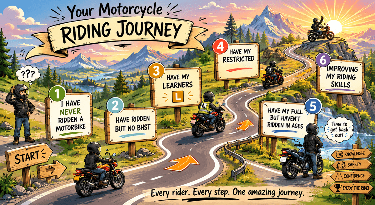 CnB Riding Journey — 6 stage pathway from never ridden to advanced skills